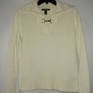 LAUREN RALPH LAUREN Ivory cotton sweater L